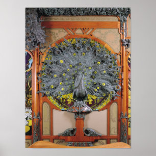 Póster Un pavo real del panel central de un mural