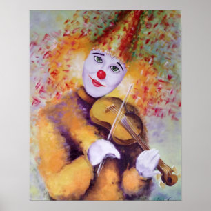 Póster Un payaso dulce tocando el violín