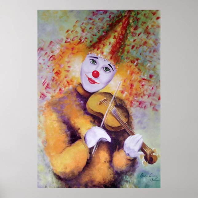 Póster Un payaso dulce tocando el violín (Frente)