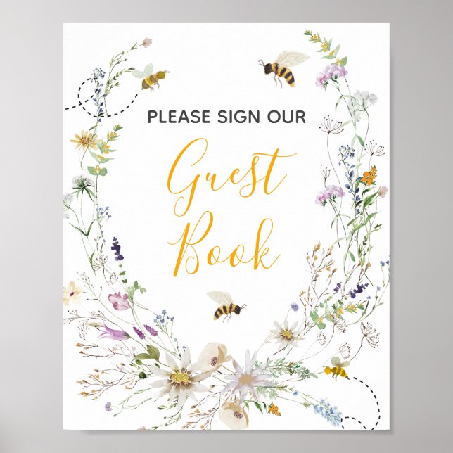 Póster Un Pequeño Abeja De Flor Silvestre - Libro De Invi (Frente)