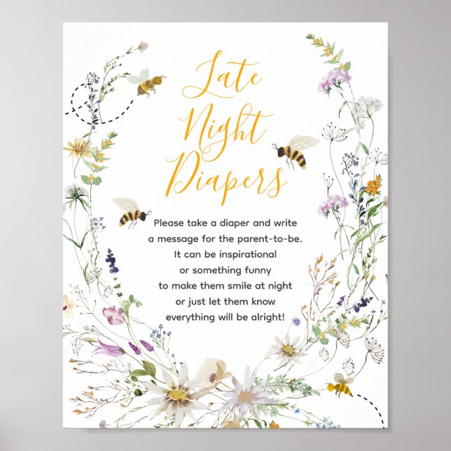 Póster Un Pequeño Abeja Flora Silvestre Tarde Noche (Frente)