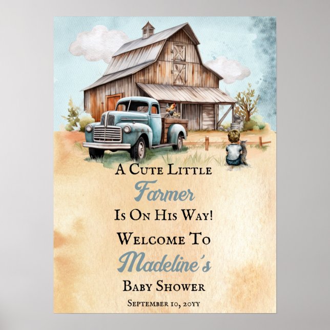Póster Un Pequeño Agricultor Aburrido Por Baby Shower (Frente)