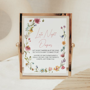 Póster Un pequeño Baby Shower de flores silvestres en pañ
