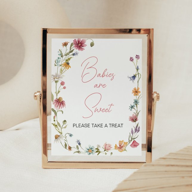 Póster Un pequeño Baby Shower de flores silvestres son du (Wildflower is on the way Baby Shower Babies are Sweet Sign)