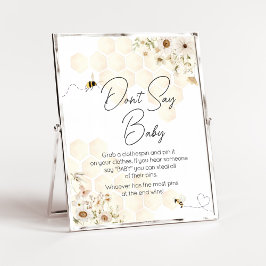 Póster Un pequeño bebe de miel Baby Shower no dice bebé