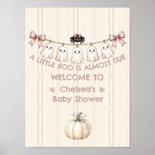 Póster Un pequeño Boo está a punto de llegar con lazo ros