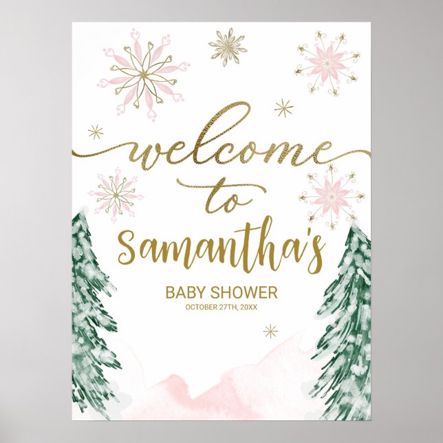 Póster Un pequeño cartel de bienvenida de Baby Shower con (Frente)