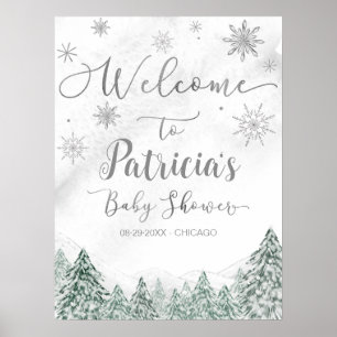 Póster Un pequeño cartel de bienvenida de Baby Shower gri