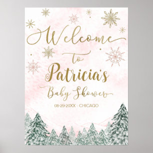 Póster Un pequeño cartel de bienvenida rosado a Baby Show