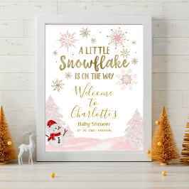 Póster Un pequeño cartel de bienvenida rosado de Baby Sho