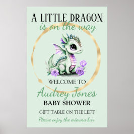 Póster Un Pequeño Dragón Está En Camino De Baby Shower