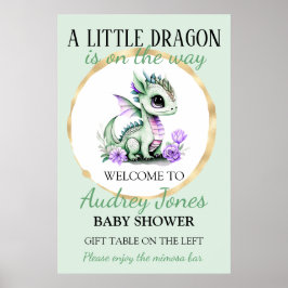 Póster Un Pequeño Dragón Está En Camino De Baby Shower