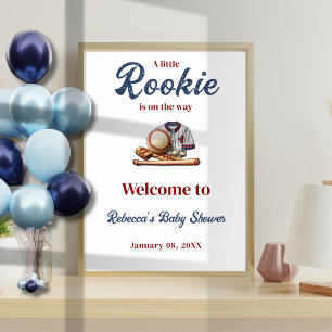 Póster Un pequeño novato en camino - Baby Shower de béisb