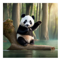 Un pequeño Panda muy lindo posando para la cámara