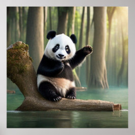 Póster Un pequeño Panda muy lindo posando para la cámara