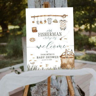 Póster Un pequeño pescador acuarela Pesca Baby Shower