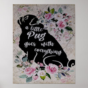 Póster Un Pequeño Pug Va Con Todo, Gracioso Regalo De Pug