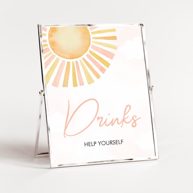 Póster Un pequeño rayo de bebidas de Baby Shower brillant (You Are My Sunshine Baby Shower Drinks Sign)