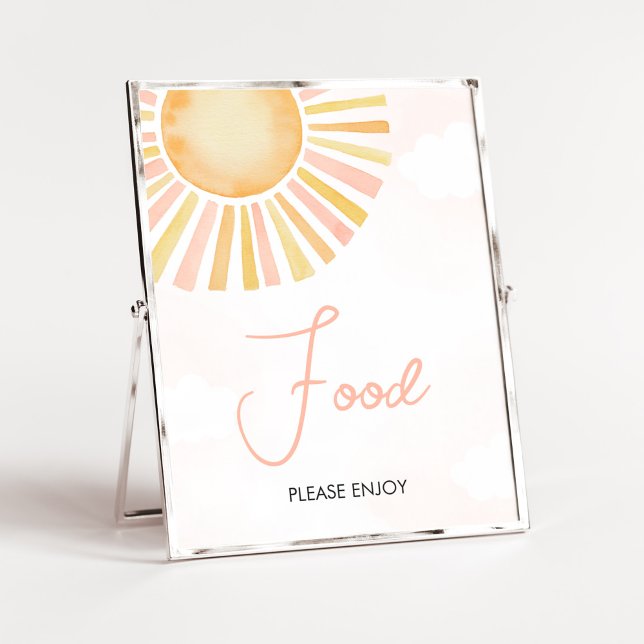 Póster Un pequeño rayo de comida Baby Shower de Sunshine (You Are My Sunshine Baby Shower Food Sign)