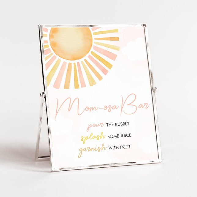 Póster Un pequeño rayo de luz solar Baby Shower Mom Osa B (You Are My Sunshine Baby Shower Mom Osa Bar Sign)
