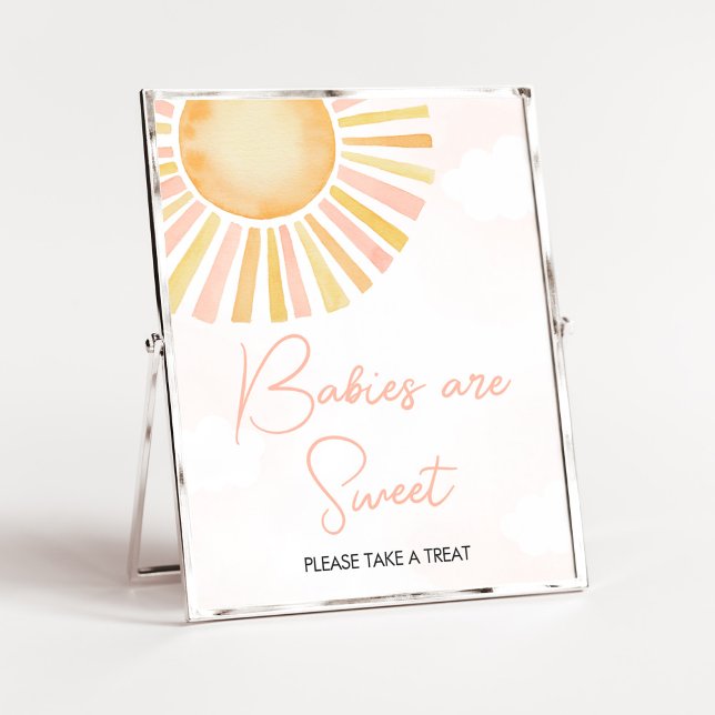 Póster Un pequeño rayo de rayos de sol son dulces (You Are My Sunshine Baby Shower Babies are Sweet Sign)