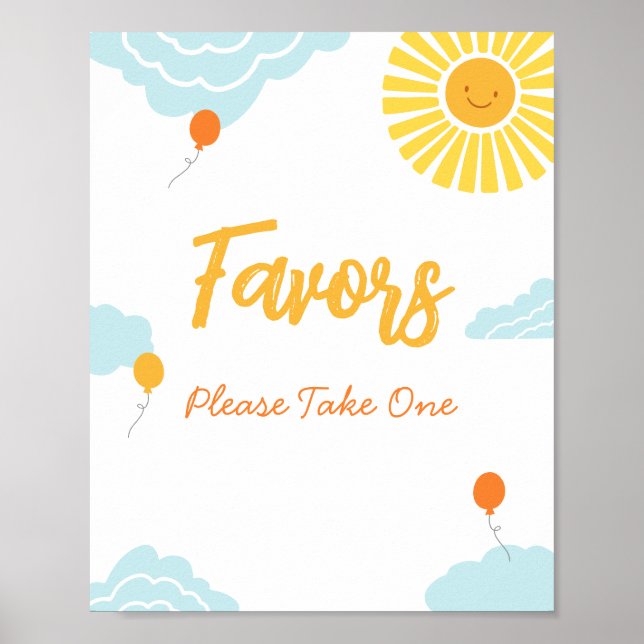 Póster Un pequeño rayo de sol Baby Shower favorece el Rót (Frente)