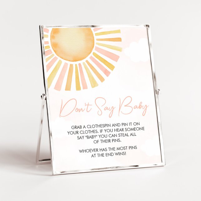 Póster Un pequeño rayo de sol no digas bebé (You Are My Sunshine Baby Shower Don't Say Baby Sign)