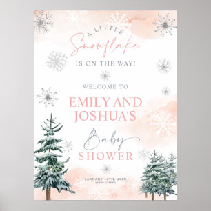 Póster Un Pequeño Snowflake Está En El Camino De La Bienv