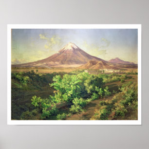 Póster Un pequeño volcán en el campo mexicano, 1887
