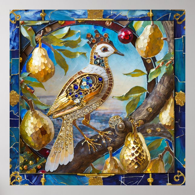 Póster Un perdiz en un árbol de peras (Frente)