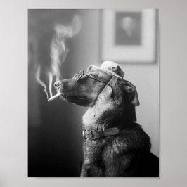 Póster Un perro con clase fumando un cigarrillo