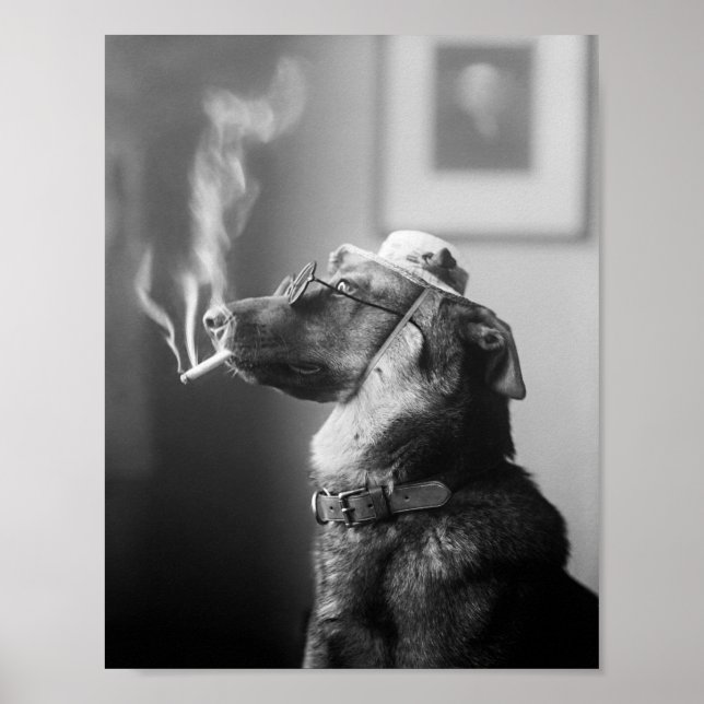 Póster Un perro con clase fumando un cigarrillo (Frente)