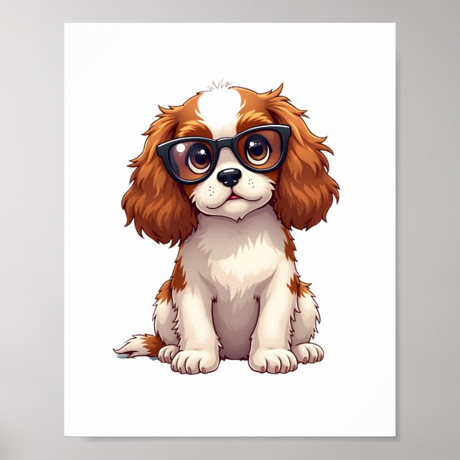Póster Un perro lindo Rey Charles Spaniel (Frente)