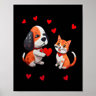 Póster Un perro que me ofrece un corazón rojo para mí un