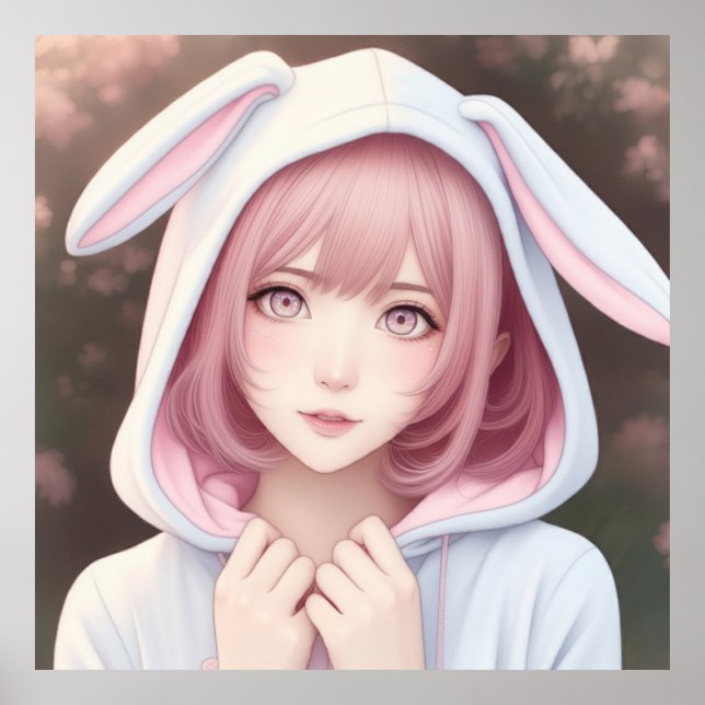 Póster Un personaje joven con pelo rosado (Frente)