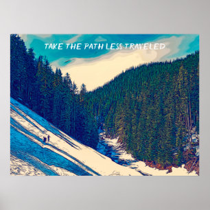 Póster Un Personalizado de montaña que practica senderism