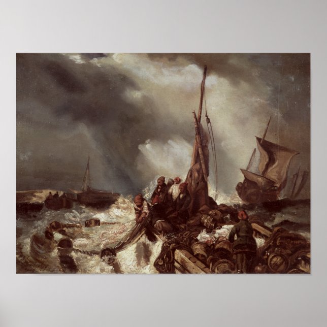 Póster Un pescador volando en la red, 1868 (Frente)