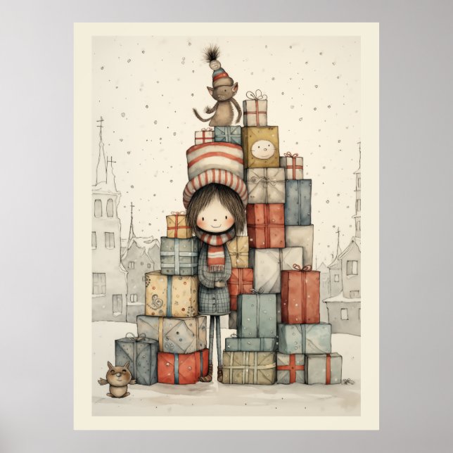 Póster Un Pile De Regalos De Navidad (Frente)