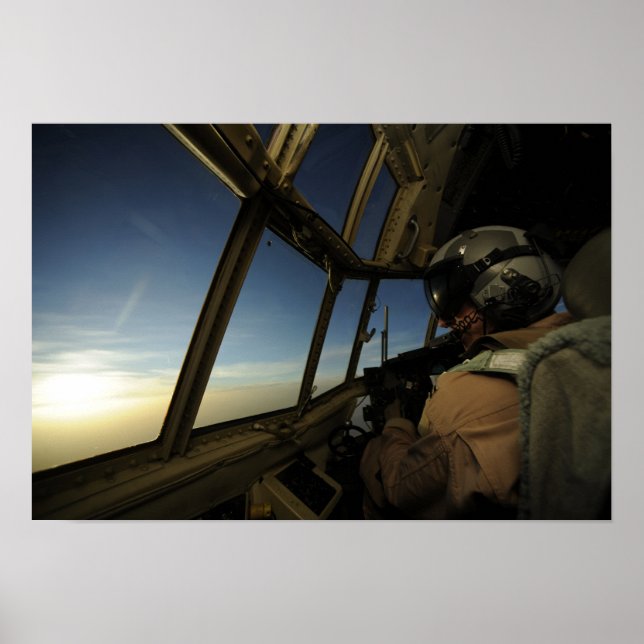Póster Un piloto de Hércules C-130 explora el horizonte (Frente)