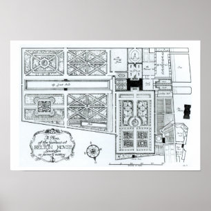 Póster Un plan de los jardines en la casa de Belton,