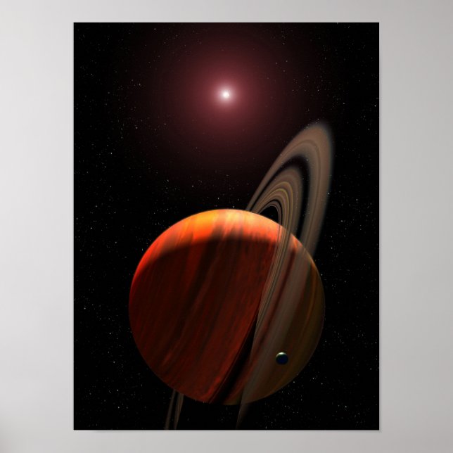 Póster Un planeta gigante del gas orbitando un enano rojo (Frente)