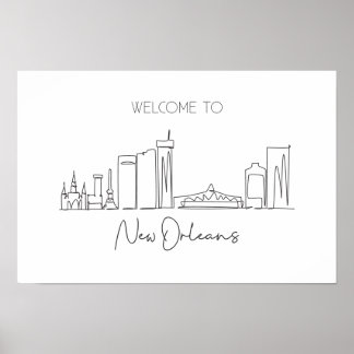 Póster Un Plano Continuo De Línea De Nueva Orleans