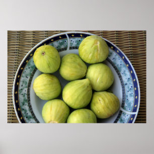 Póster Un plato de higos mediterráneos frescos