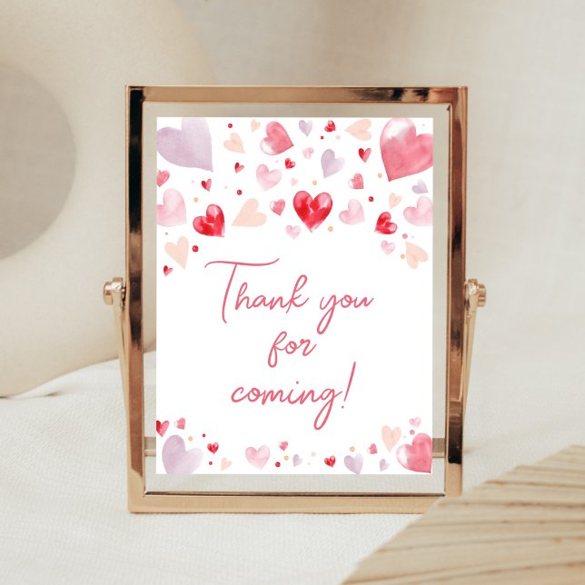 Póster Un poco de amor San Valentín gracias por venir (Sweetheart Baby Shower Thank You for Coming Sign)