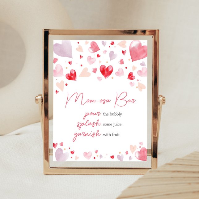 Póster Un poco de amor Valentine Mom Osa Bar (Sweetheart Baby Shower Mom Osa Bar Sign)