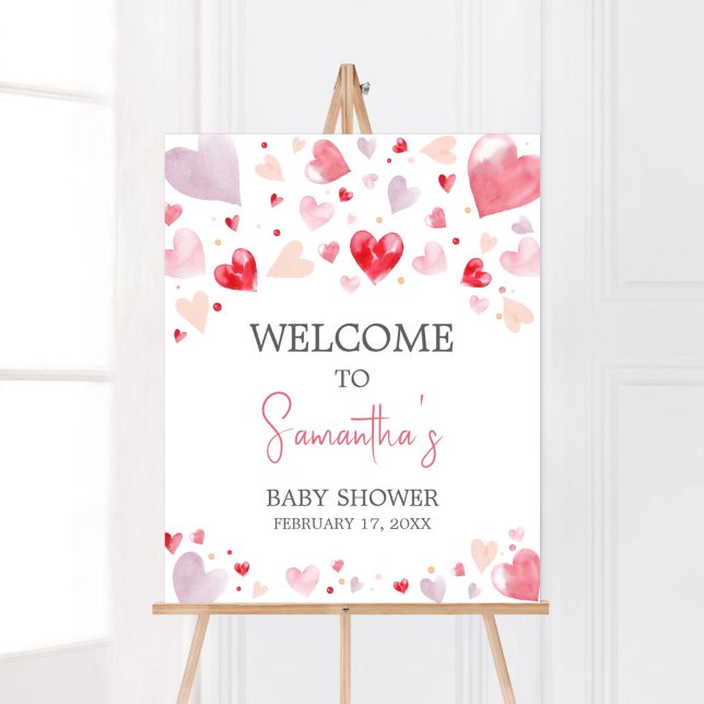 Póster Un poco de bienvenida de San Valentín a Baby Showe (Sweetheart Baby Shower Welcome Sign)