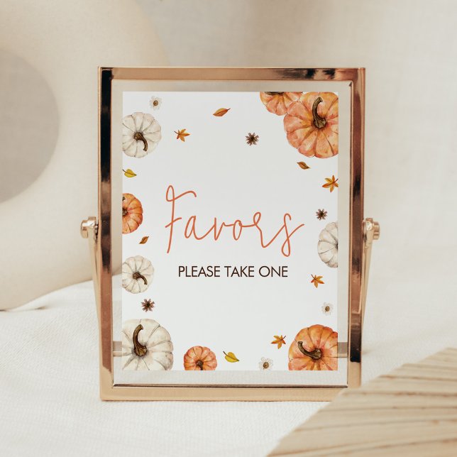 Póster Un poco de calabaza favorece Baby Shower (Fall Pumpkin Baby Shower Favors Sign)