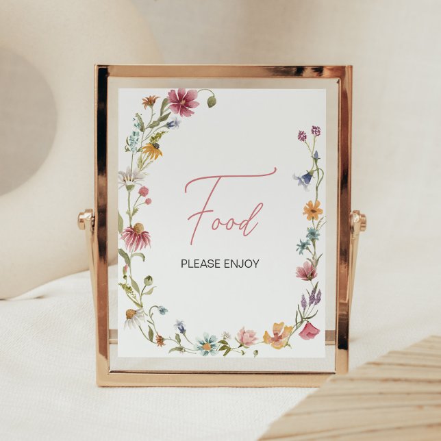 Póster Un poco de comida Baby Shower de flores silvestres (Wildflower is on the way Baby Shower Food Sign)