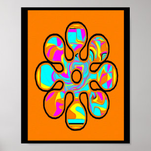 Póster Un Poco Hippie. Patrón de flores. Color brillante