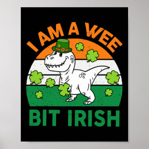 Póster Un Poco Irlandés Día de San Patricio Dinosaurio Ni